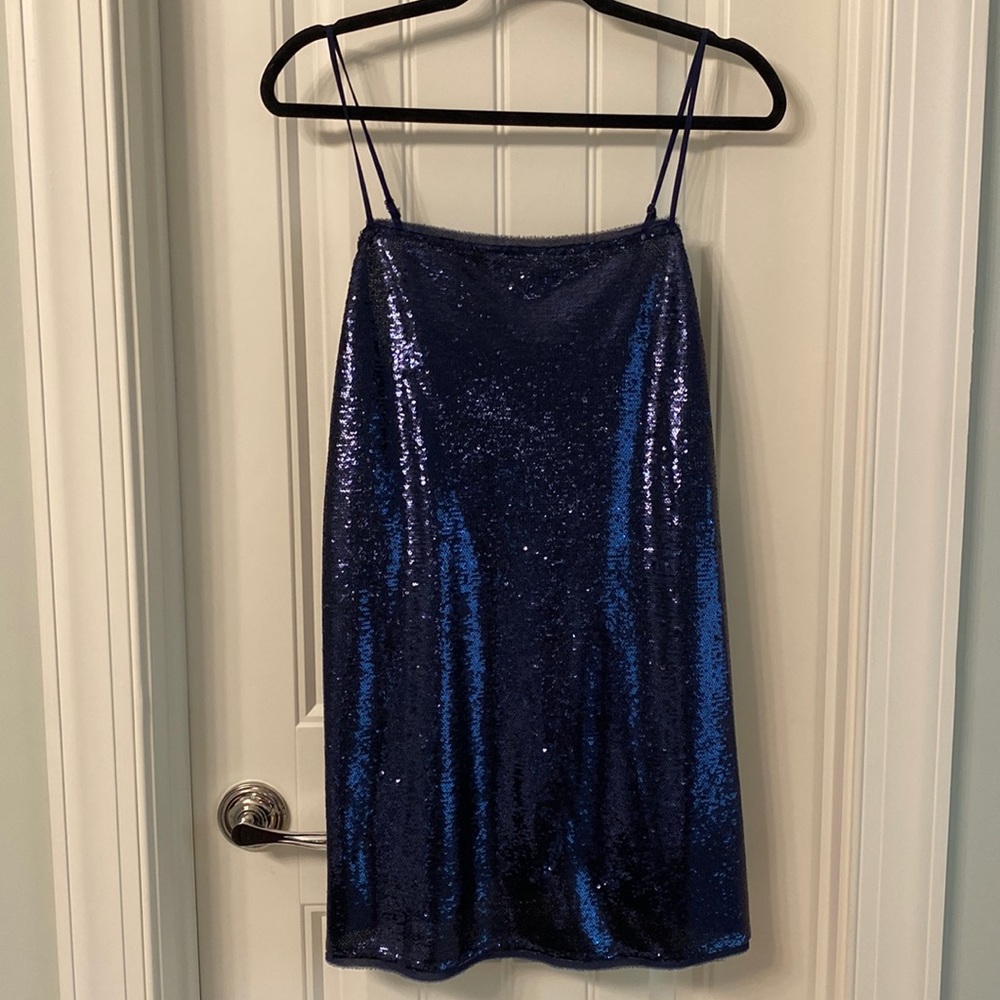 Navy sequin mini dress